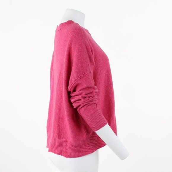 Frayed Denim Gwen Distressed Sweater in Raspberry Rose - Picture 5 of 5